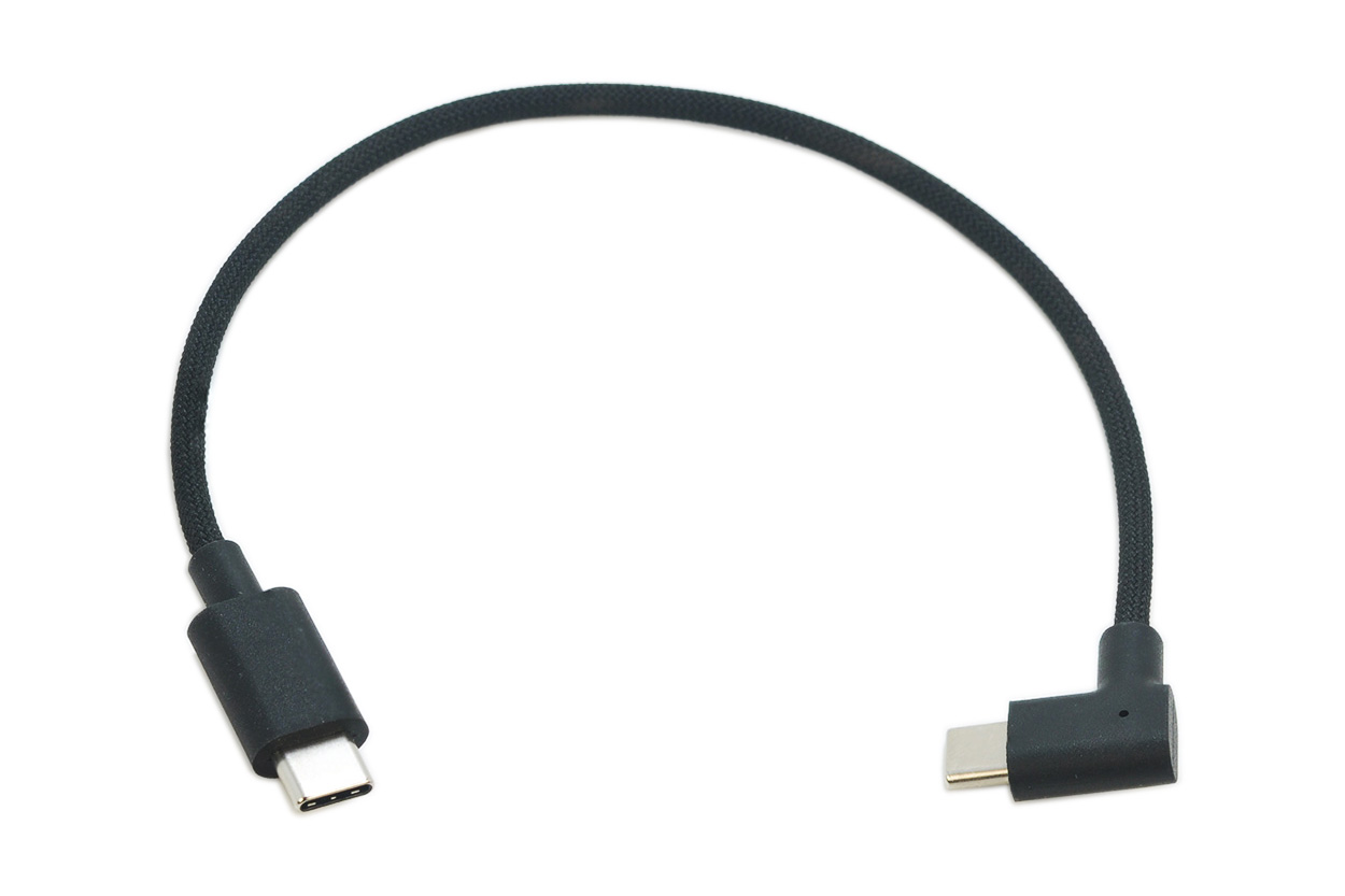 售完存档：25厘米长 双头USB-C编织网短线 90度弯头USB-C接口 可过USB2.0数据 可以PD协议快充-青州小熊